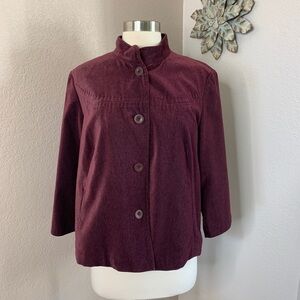 J Jill Velvet Burgandy Swing Blazer Size Medium